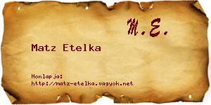 Matz Etelka névjegykártya